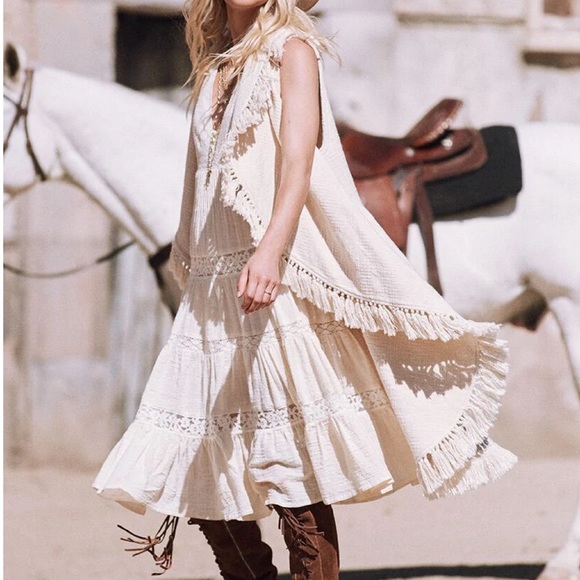 Spell Doe Eyed Midi Dress in Cream - Picture 5 of 16